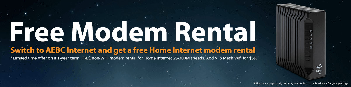 AEBC Home Internet Free modem Rental promo